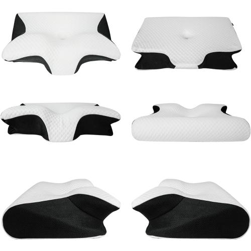 Memory Foam Cervical Pillow, 2 in 1 Ergonomic Contour Orthopedic Pillow for Neck Pain, Contoured Support Pillows for Side Back Stomach Sleepers