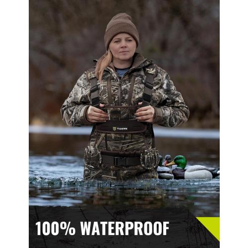 TIDEWE Hunting Waders for Women with 600G Insulated Waterproof Rubber Boots, 3.5mm Neoprene Chest Waders for Fishing and Hunting