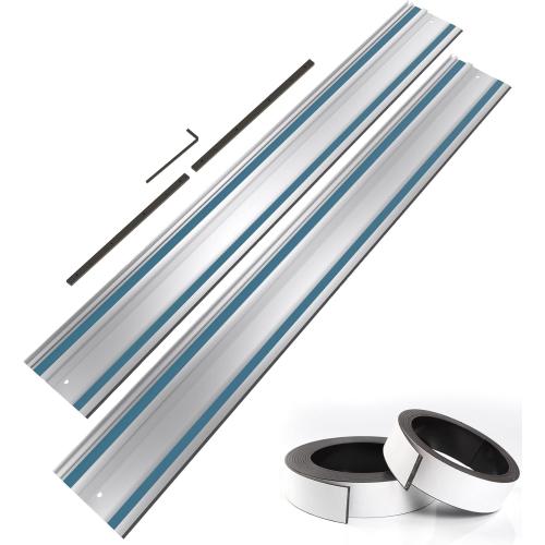 110 Track Saw Guide Rail Joining Set for Makita or Festool Includes 2x55 Extruded Rails, Connectors and Anti Slip Rubber Strips