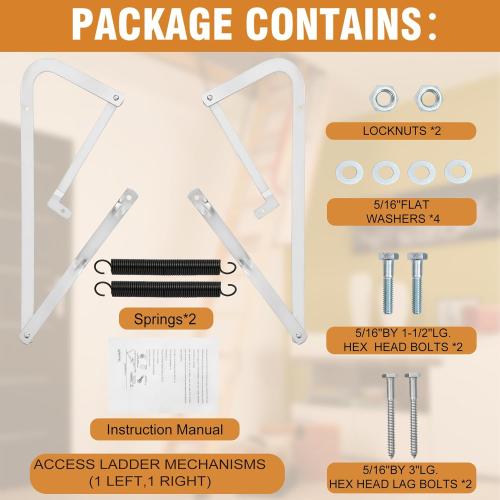 55-1 Attic Ladder Spreader Hinge Arms with Springs,Compatible with Werner (Mk1 Thru Mk3),A2208 A2210 A2508 A2510 W2208 W2210 W2508 W2510 WH2208 WH2210 WH2508 WH2510 WH3008 WH3010, MFG 2006 and Older
