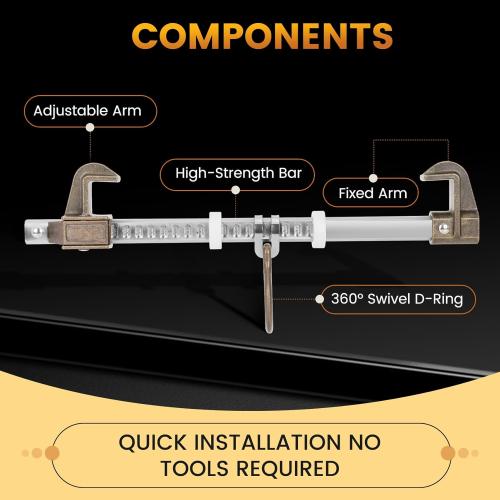 Aluminum Sliding Beam Anchor, Adjustable To Fit I or H Fall Protection Beam Anchor with Flange Widths Ranging From 3.5 to 14”,Meets or Exceeds ANSI & OSHA