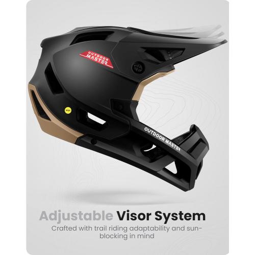 Size small OutdoorMaster MIPS Full Face Mountain Bike Helmet for Men & Women - Two Removable Chin Pad, Ventilation Lightweight - Racing Downhill DH BMX MTB Helmet