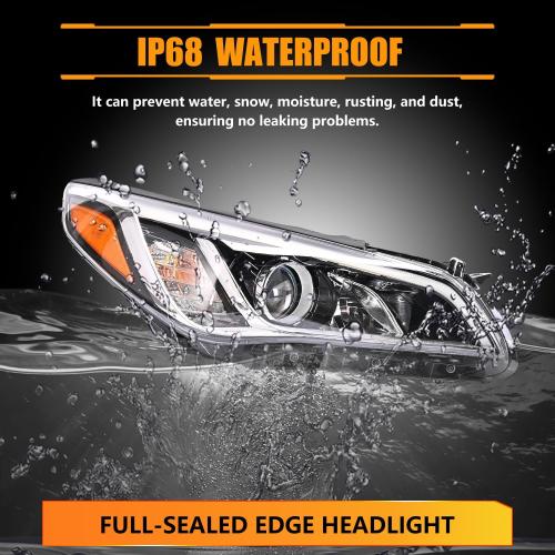 Right Headlight Assembly for 2015 2016 2017 Hyundai Sonata, Passenger Side Halogen Headlamp with Clear Lens Black Housing Amber Reflector (with Bulb), 1 PC, 92102-C2000 92102C2000 HY2503183