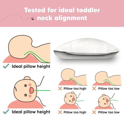 Toddler Pillow with Pillowcase - 13x18 My Little Dreamy Kids Travel Bed Pillows for Sleeping, Organic Cotton Small Pillowcase, Soft & Breathable, Machine Washable, Toddlers 2-5 Years Old (Soft White)