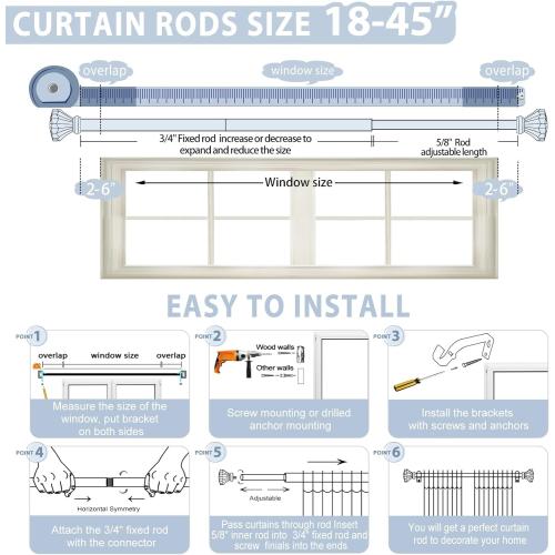 Silver Decorative Crystal Curtain Rods 18 to 45 Inch:Heavy Duty Adjustable Window Curtains Rods for Living Room Bedroom,Nickel Modern Girly Acrylic Drapery Rod with Clear Bling Diamond Finials