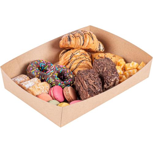 Restaurantware Kraft Paper Inserts 10 Count 13.6 x 9.3 x 2.4 Greaseproof PE Coating Freezer-Ready Disposable Sturdy Brown Paper Inserts for Take Out Food Dividers, Deli Boxes, Catering Trays