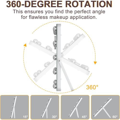 Hasipu LED Makeup Mirror with Bluetooth Speaker, 11 x 14 Hollywood Vanity Mirror with Lights, Rounded Rectangle White Frame, 3 Modes Light, Smart Touch Control Dimmable, 360°Rotation