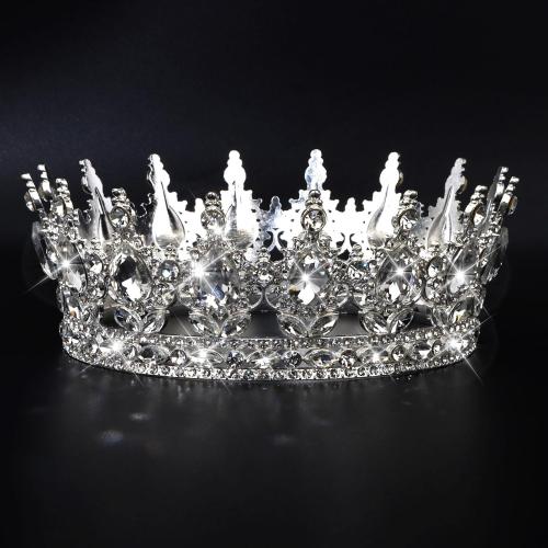 CIEHER Crystal Crowns for Women Girls Royal Crown Wedding Halloween Costume Birthday Party Prom, Crown Cake Topper(Silver)