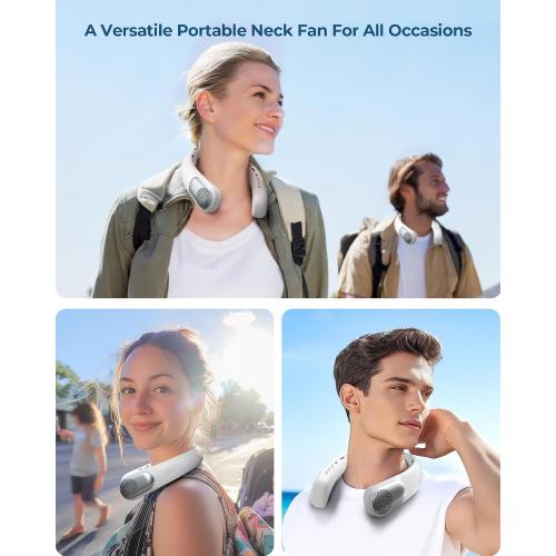 Portable Neck Fans that Blow Cold Air, 3 Speed Settings, Wearable Bladeless Neck Fan, Rechargeable 360°Personal Fan Neck Cooler with 4000mAh Battery, Lightweight and Quiet–Birthday Gift for Women