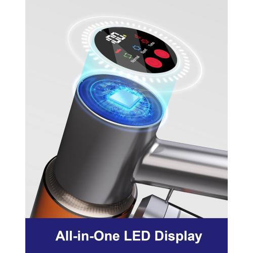 Cordless Vacuum Cleaner with 45Kpa 550W, 60 Mins Runtime Stick Vac with Anti-Tangle Design, Self-Standing, LED Screen, Lightweight Vacuum Cleaners for Home, Pet Hair, Carpet and Hardwood Floor