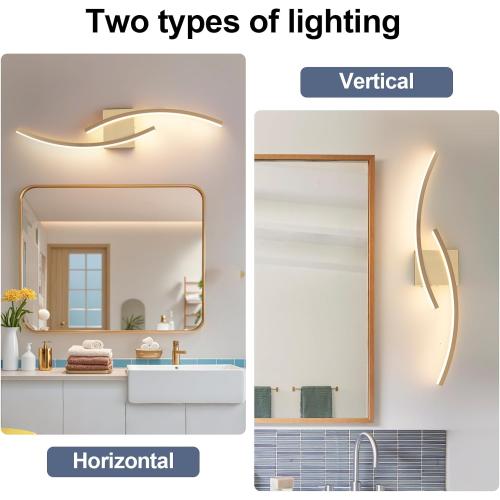 31.5 inch Modern Bathroom Vanity Light Gold Lights Fixtures Dimmable 5CCT Led Bathroom Light Fixture Over Mirror Modern Wall lamp for Cabinet Hallway