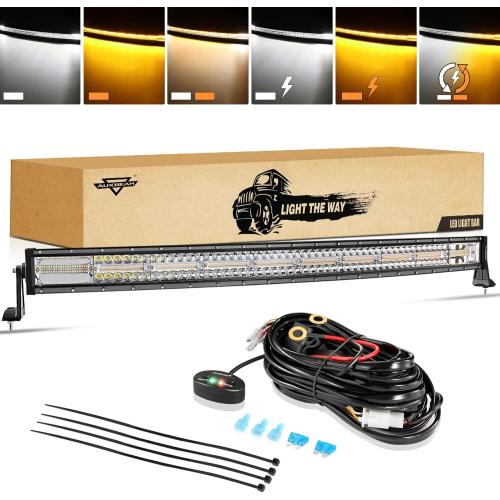 Auxbeam 42 Inch LED Light Bar, 240W Curved Off Road Amber White Combo Beam | 6 Modes Series, White & Amber Switchback, Memory, Restore & Sync Functions, Warning Strobe, Built for Fog, Rain & Offroad