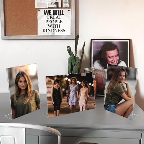 6Pack 8x10 Clear Acrylic Picture Frames, Set Of 6 Clear Acrylic Frameless Transparent Frame Gift for Desktop Display, Vertical Standing Picture or Display Sign Holder with Inserts for Home Office