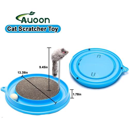 AUOON Cat Scratcher Toy with Ball Track - 3 in 1 Interactive Cat Toy, Cat Scratch Pad with Cat Ball Toy and Plush Cat Mouse Toy for Indoor Cats and Kittens (Milk Shake)