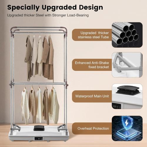 Portable Clothes Dryer for Apartment, RV, Travel | Foldable, Easy Installation, 1200W Fast Drying, Quiet, Adjustable Timer,Large Capacity