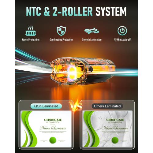 Qfun Laminator Machine 11x17 Cold Thermal Laminator，13 inch Laminating Machine 60s Warm-up with 30 Laminate Sheets，9 in 1 Desktop A3 Lamination Machine with Paper Trimmer for Teacher Home Office