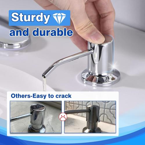 Polished Chrome Soap Dispenser for Kitchen Sink WEWE, Stainless Steel | Kitchen Sink Soap Dispenser Built in for Counter, Top Refillable, under Sink in Sink Soap Dispenser