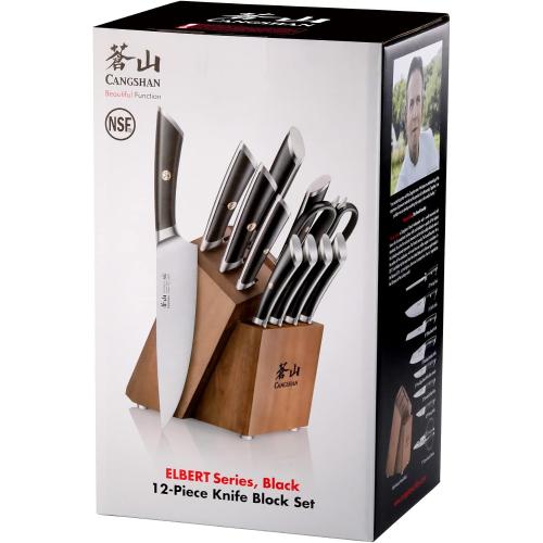 Cangshan ELBERT Series German Steel Forged Knife Block Sets (12-Piece, Black)