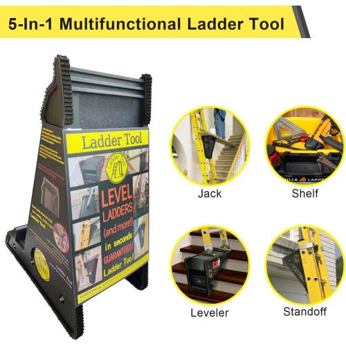 Ladder Leveler,Ladder Jacks,Ladder Stabilizer Tool with Storage Easy to Use for All Surfaces and Uneven Ground