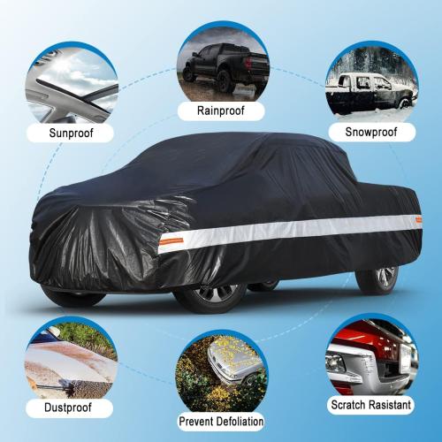 10 Layers Truck Cover Waterproof All Weather. Pickup Truck Cover Rain UV Protection. Length: 206-215 inches, Universal Fit Most Regular Cab Short Box Ford F100 Chevy C10 S10 Ram 150 250.