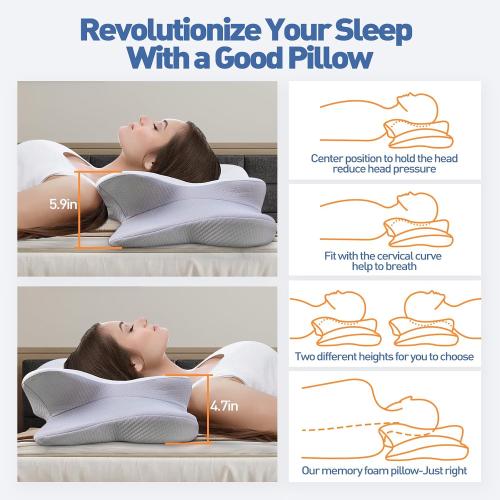 Cervical Neck Pillow for Pain Relief,Ergonomic Side Sleeper Pillow for Neck Support, Contour Pillow Orthopedic Bed for Back Stomach Sleepers,Neck Pillow for Sleeping