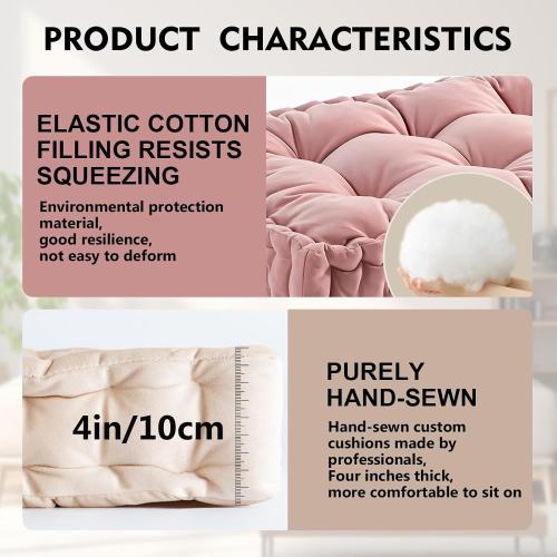 Floor Pillow Cushion for Home Decor, Seating, Tufted Corduroy Cushions for Balcony Outdoor Tatami Living Room (Beige, 16 W x 16 L x 4 H)   Long Cushion