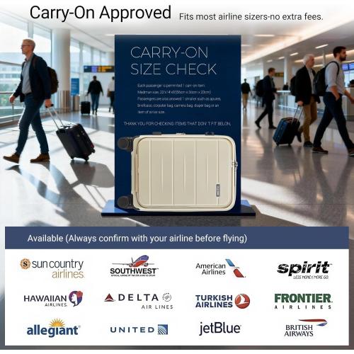 Carry On Luggage with Top Opening, Expandable with Front Pocket and USB Charging Port, Lightweight with Front Compartment Rolling Suitcases with Spinner Wheels (Khaki, 20 Inch)