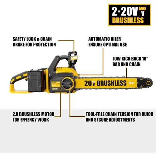 16 40V Brushless Cordless Chainsaw for DeWALT 20V MAX (Bare Tool)