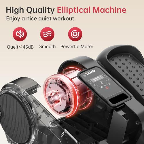 Dark Grey YAMO Under Desk Elliptical Machine Seated Ellipse Leg Exerciser for Seniors Fully Assembled Quiet Portable Elliptical Pedal Exerciser with Remote Control 12 Adjustable Speed Levels