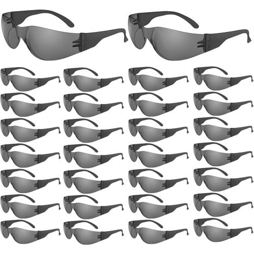 WFEANG Safety Glasses - Safety Sunglasses for Men & Women with ANSI Z87.1, Scratch & Impact Resistant Protective Eyewear for Work, Construction, Lab, Shooting (30-Pack Smoke)