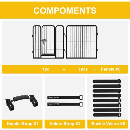 Dog Playpen for Indoor,Outdoor,Yard,RV Camping,24 inch 8 Panels Dog Play Pen,Heavy Duty Metal Dog Gate,Anti-Rust Coating Dog Fence Exercise Pen for Puppy and Small Dogs