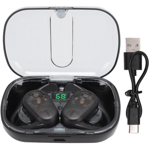 3D Arc Transparent Cover Bluetooth Headsets with Ear Hooks Wireless Earphones for Sports Running Stable Connection Comfortable Wear Full Design for Fitness Lovers