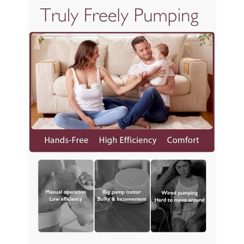 Momcozy Hands-Free Breast Pump S12 Pro, Wearable & Portable Pump with Soft DoubleFit Flange, 3 Modes | 9 Levels Double Electric Pump, Smart Display, 24mm, 2 Pack, Cozy White