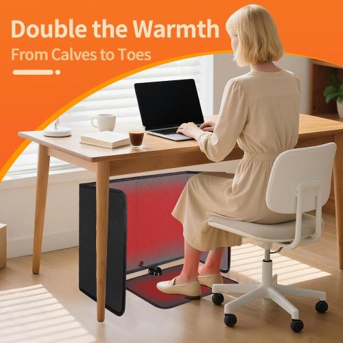 Under Desk Heater Foldable, Quiet Space Heater for Office with Timer, 8 Temp Levels, Auto Shut Off, Energy Efficient, Portable Foot Warmer
