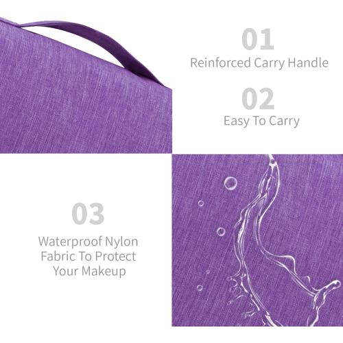 Large Capacity Toiletry Bag Travel Bag with Hanging Hook for Men and Women Waterproof Travel Cosmetic Bag Bathroom Storage Bag for Brushes Set, Full-Sized Shampoo, Toiletries, (Purple)