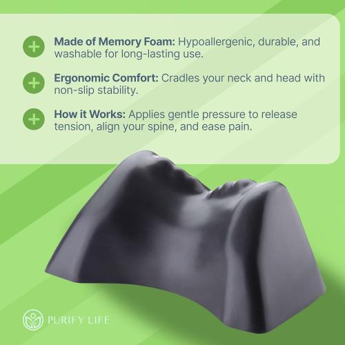 Purify Life Occipital Release Tool for Pivotal Therapy and TMJ - Cervical Traction Pillow - Neck Stretcher and Shoulder Relaxer - Neck Traction Device for Spinal Alignment & Tension Headaches