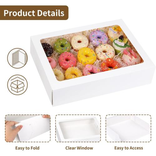 Moretoes 6pcs 19x14x4In Large Half Sheet Cake Boxes with Thick Cake Boards | Clear Window, White Rectangle Bakery Boxes for Cake Pastry Baking, Cupcake, Muffins, Pie