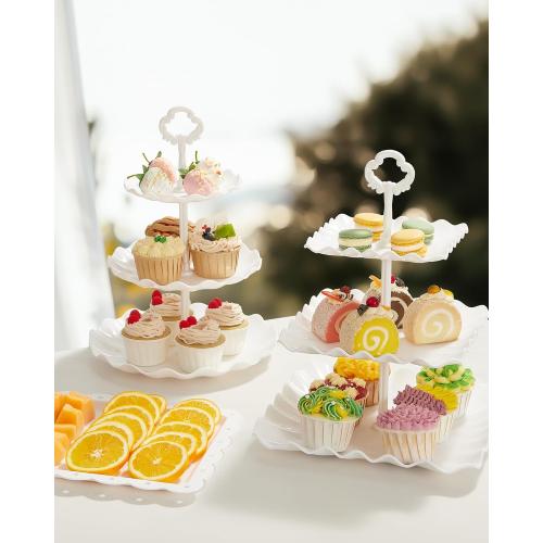 Kootek Dessert Cupcake Stand, 5pcs Dessert Table Display Set, 3 Tiered Cup Cake Holder Tower Stand Riser& Cookie Serving Trays for Wedding, Tea Party, Birthday, Baby Shower