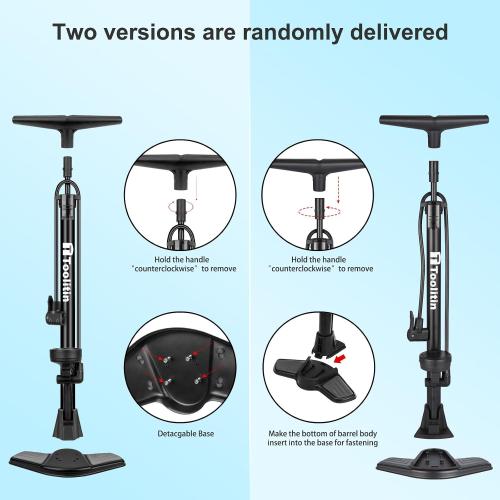 TOOLITIN Bike Pump with Gauge,160 Psi High Pressure,Floor Bicycle Pump Compatible with Presta and Schrader Valve,Detachable Bike Tire Pump for Road Bike,MTB,Hybrid,Balls
