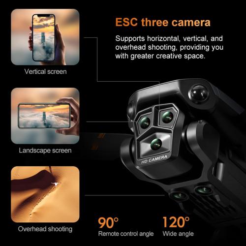 K6 Drone with 3 HD Cameras, Built in Battery, Folding Quadcopter for Age 14 and Older, Real Time View, Optical Positioning Hovering, Beauty Filter Shooting