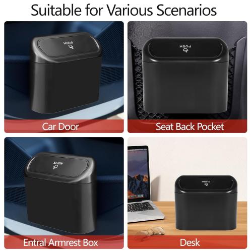NBTEPEM Car Trash Can with Lid -  Mini Auto Garbage Can , Automotive Garbage Container Bin, Multipurpose Organizers and Storage for Car, Home, Office (Black)