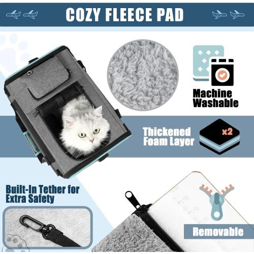 Cat Carrier Alaska Airline TSA Approved 17x11x9.5 Soft-Sidedsoze L Pet Air Travel Carry Bag, Southwest Airplane Kitten 12lbs Crate in Cabin Under-Seat Traveling Cage Tiny Dog Under 8 Pound