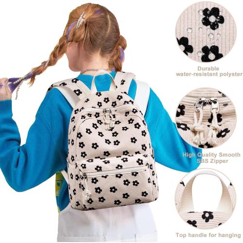 Bluboon Girls Mini Backpack Womens Small Backpack Purse Teens Cute Casual School Bookbag(Beige floral)