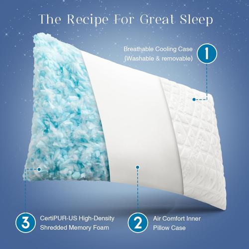 Phantoscope Memory Foam Pillows for Sleeping, Shredded Memory Foam Cooling Pillows- Adjustable Bed Pillows for Hot Sleepers, Firm Pillow for Neck Shoulder Pain,