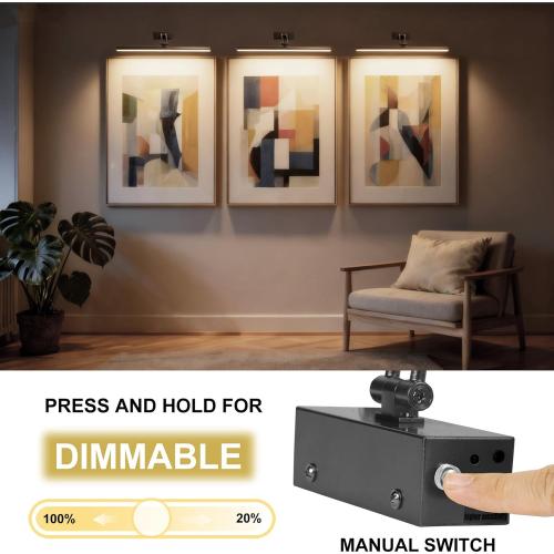 Yuichoy 2 Pack Picture Lights for Wall Battery Operated, 12 inch Wireless Art Lighting for Painting, 6 Colors Picture Frame Lights with Remote, Dimmable 4200mAh Gallery Light, Black