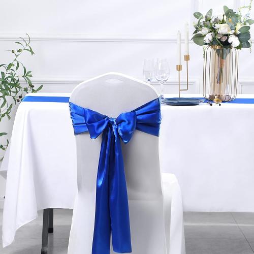 SiinvdaBZX 24 Pcs Royal Blue Satin Table Runner 12 x 108 inches Long, Bright Smooth Satin Wedding Table Runner Decorations for Birthday Parties, Buffet, Banquets, Graduations, Engagements