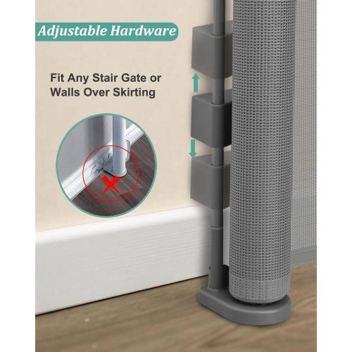 Upgraded 71 Retractable Baby Gates with Reinforced Strip Design to Prevent Crawling Through, 34 Tall Retractable Dog Gate, 6 FT Retractable Gates for Stairs, Doorways, Hallways