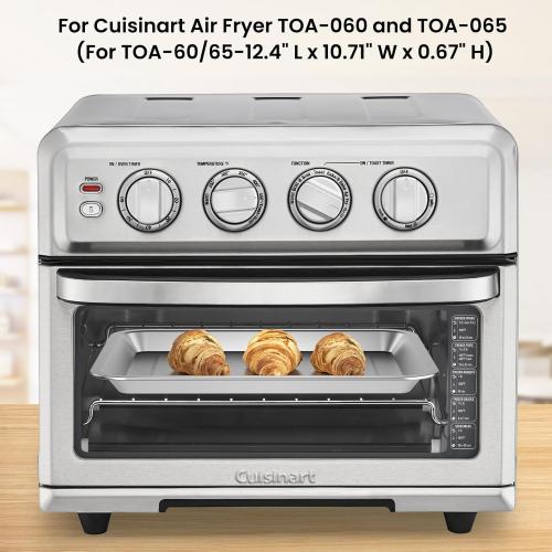 2-Pack Baking Sheet Set Stainless Steel, 12.4x11 Air Fryer Pan Replacement Tray for Cuisinart Air Fryer TOA-060 and TOA-065 TOA-70 Toaster Oven Tray Accessories Parts for Cooking Baked and Broiling
