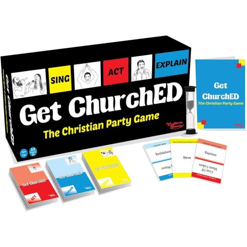 Kulture Games Get ChurchED | The Christian Party Game| Christian Gifts & Cards | Bible Trivia Game | Charades Games | Family & Youth Groups | Bible Quiz (Sing, Act/Charades, Explain)
