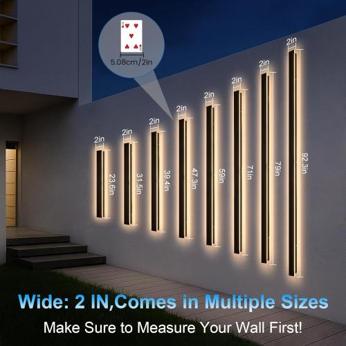Modern Exterior Lights for House - 39.4inch Long Strip Outdoor Porch & Patio Wall Light Fixture, Dimmable Black Wall Mount Exterior Lighting Wall Sconce Outside Garage Lights for Courtyard, Corridor